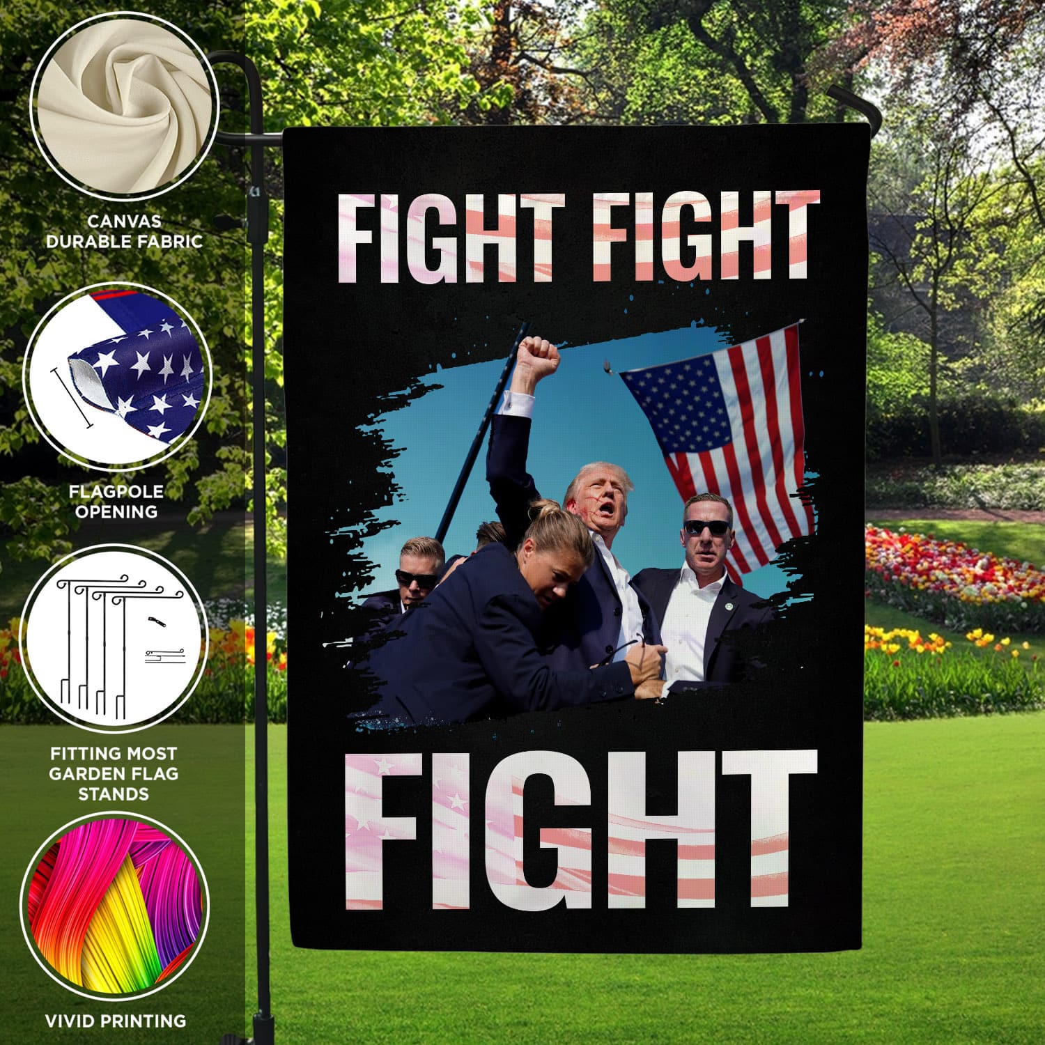8VT. Trump Fight Fight Fight flag mk3