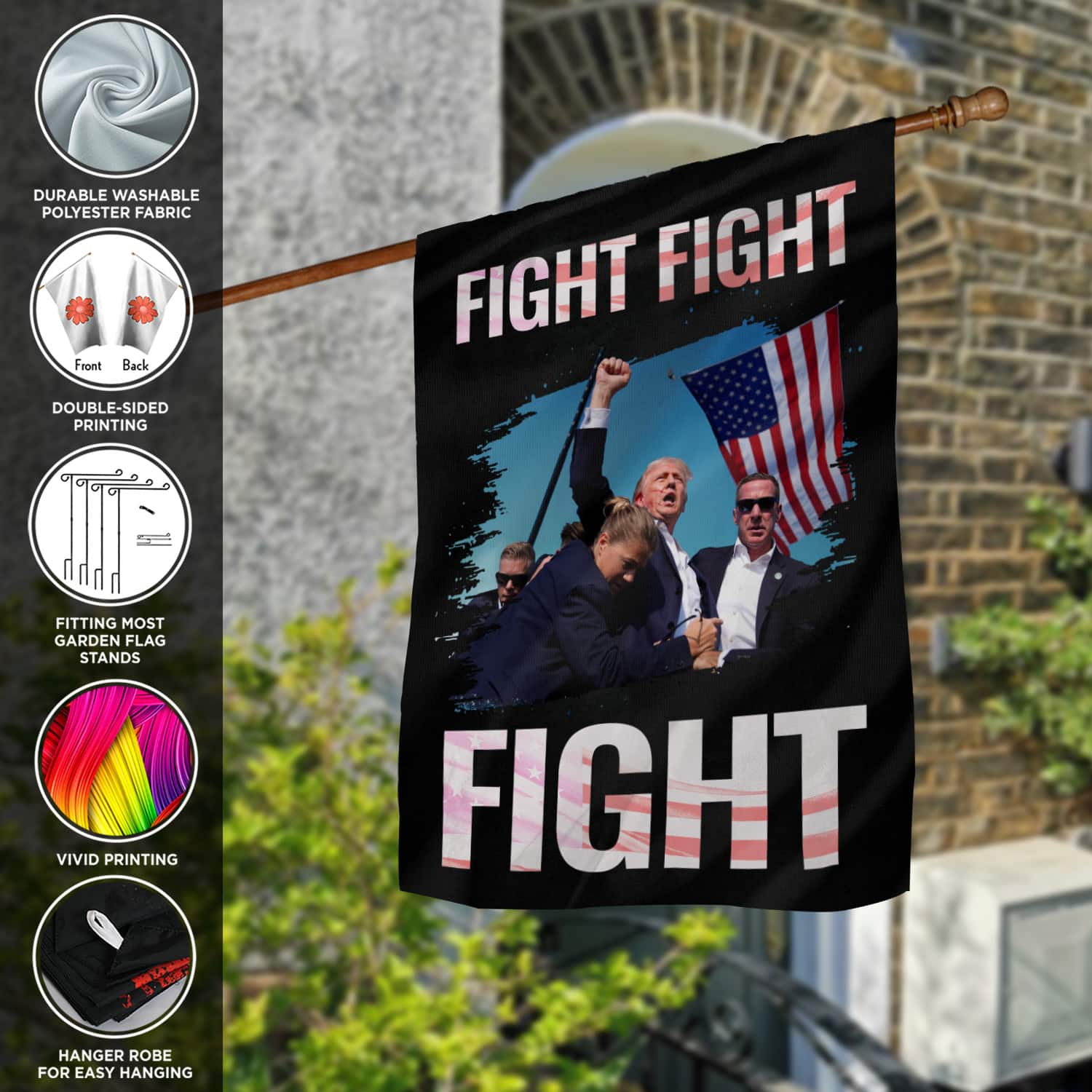 8VT. Trump Fight Fight Fight flag mk6