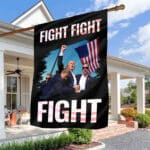 Fight Fight Fight Trump 2024 Outdoor House Flag - Support Trump Home Garden Flag