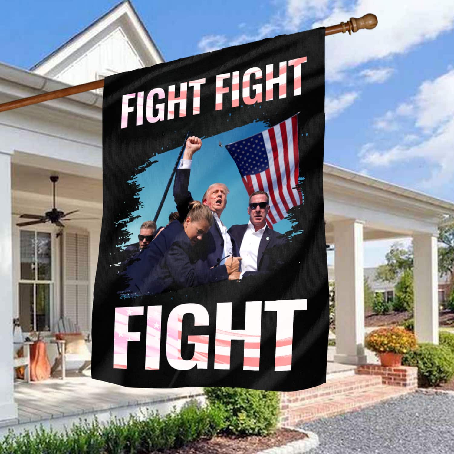 8VT. Trump Fight Fight Fight flag mk8