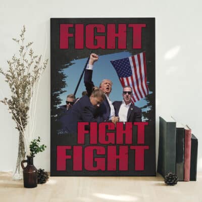 Alternative view of Fight Fight Fight Trump 2024 Framed Canvas Print - Poster - Support Trump Home Decor Wall Art