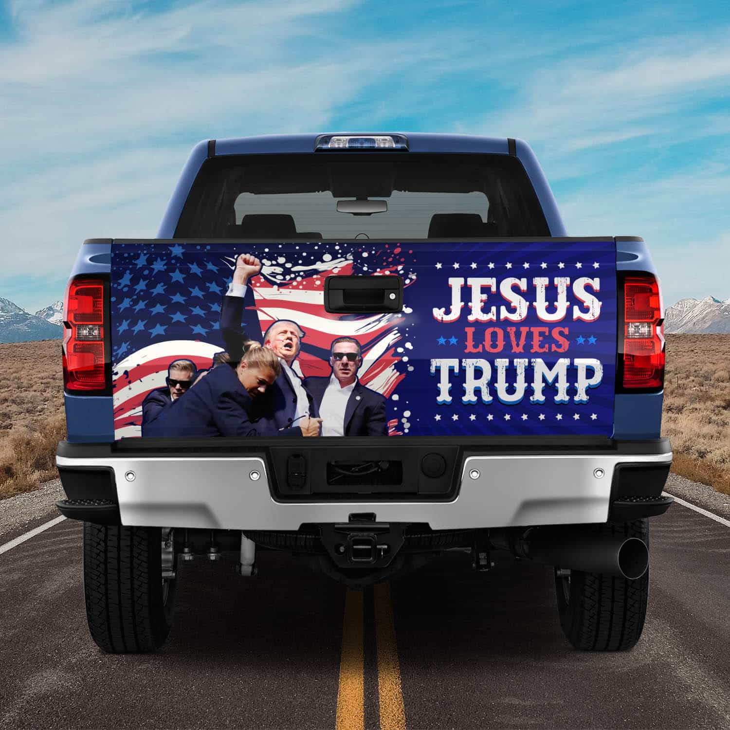 3VT. Jesus Loves Trump tailgate mk5