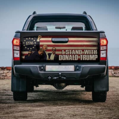 I Stand With Donald Trump 2024 Truck Tailgate Decal Sticker Wrap - Support Trump Vinyl Graphic Decal Bumper Sticker