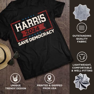 Alternative view of Kamala Harris 2024 Save Democracy T-Shirt