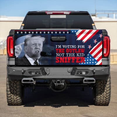 I'm Voting For The Outlaw Not The Kid Sniffer Trump 2024 Truck Tailgate Decal Sticker Wrap