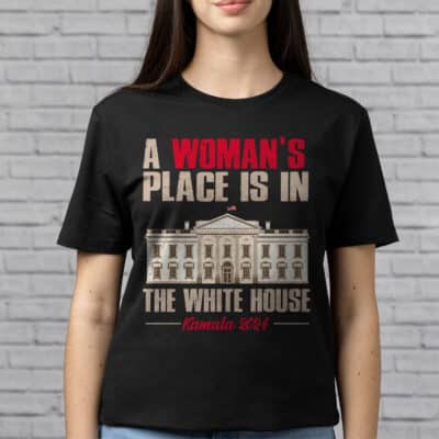 A Woman's Place Is In The White House Kamala 2024 T-Shirt - Support Kamala Harris V-Neck Shirt