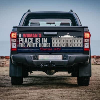 A Woman's Place Is In The White House Kamala Harris 2024 Truck Tailgate Decal Sticker Wrap