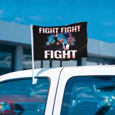 Alternative view of Fight Fight Fight Trump 2024 Double Sided Car Window Flag - Support Trump Car Window Flag Accessory