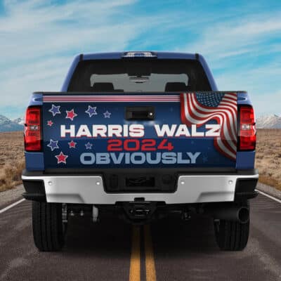 Harris Walz 2024 Obviously Truck Tailgate Decal Sticker Wrap - Support Kamala Harris Vinyl Graphic Decal Bumper Sticker
