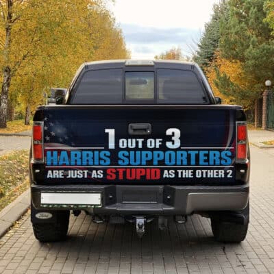 Alternative view of 1 Out Of 3 Harris Supporters Are Just As Stupid As The Other 2 Truck Tailgate Decal Sticker Wrap