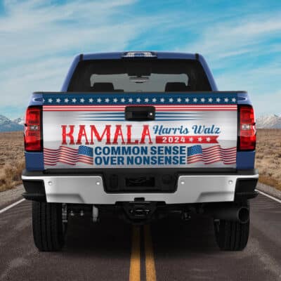 Alternative view of Kamala Harris Walz 2024 Common Sense Over Nonsense Truck Tailgate Decal Sticker Wrap