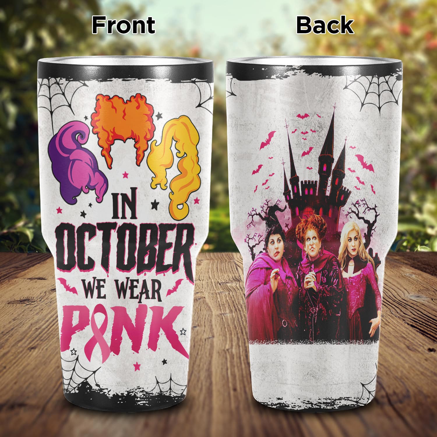 Mockup Main Feature Image 30OZ Curved Tumbler 10VT. Hocus We Wear Pink