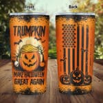 Trumpkin Make Halloween Great Again Presidential Election Support Trump Insulated Tumbler Cup With Lid and Straw