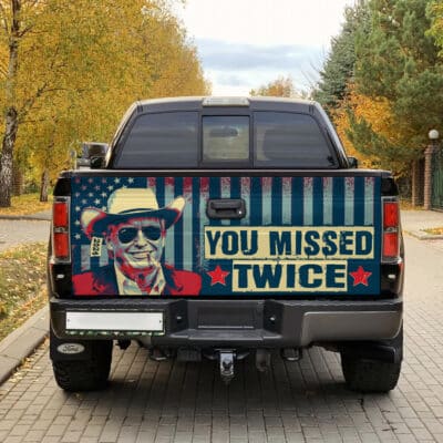 Alternative view of You Missed Twice Funny Trump 2024 Truck Tailgate Decal Sticker Wrap - Vinyl Graphic Decal Bumper Sticker
