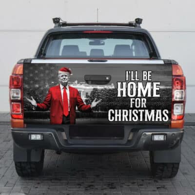 I'll Be Home For Christmas Donald Trump Truck Tailgate Decal Sticker Wrap - Vinyl Graphic Decal Bumper Sticker