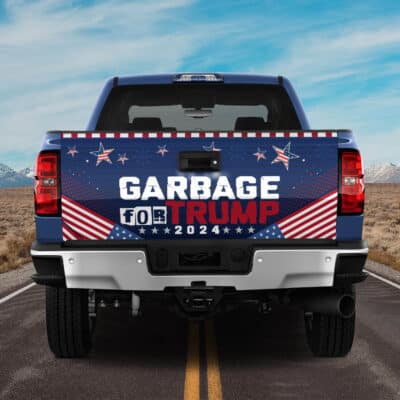 Garbage For Trump 2024 Truck Tailgate Decal Sticker Wrap - Vinyl Graphic Decal Bumper Sticker
