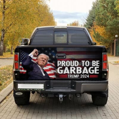 Proud To Be Garbage Trump 2024 Truck Tailgate Decal Sticker Wrap - Vinyl Graphic Decal Bumper Sticker