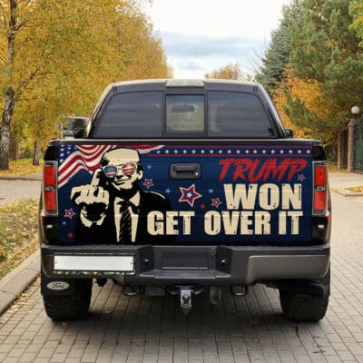 Alternative view of Trump Won Get Over It Truck Tailgate Decal Sticker Wrap - Trump President 2025 Vinyl Graphic Decal Bumper Sticker