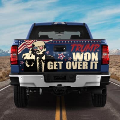 Trump Won Get Over It Truck Tailgate Decal Sticker Wrap - Trump President 2025 Vinyl Graphic Decal Bumper Sticker