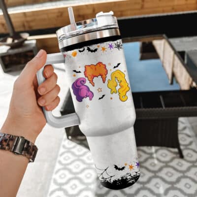 Alternative view of Oh Look Another Glorious Morning Makes Me Sick Funny Hocus Pocus Insulated Tumbler Cup With Handle and Straw