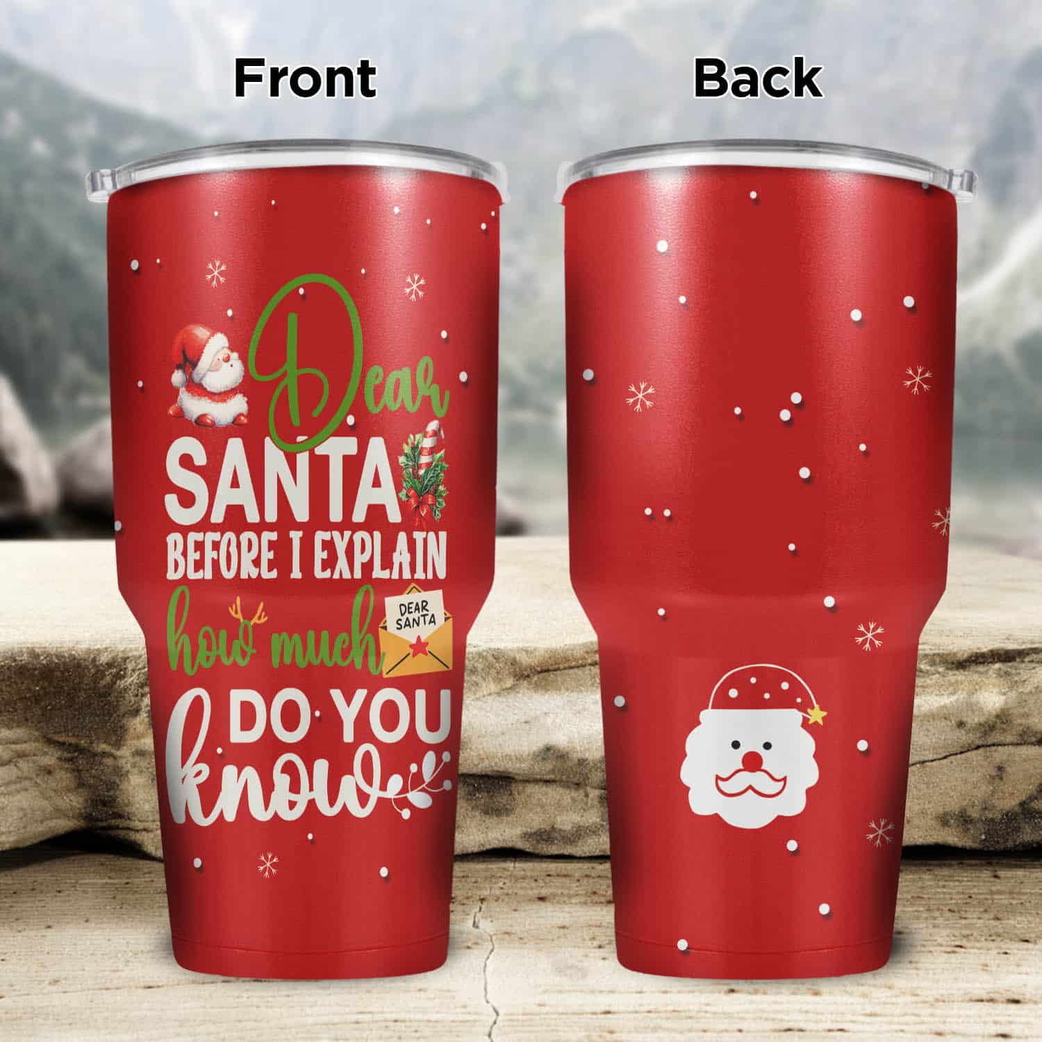 Mockup Main Feature Image 30OZ Curved Tumbler 6VT. Dear Santa Before I Explain