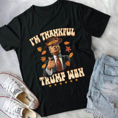 Alternative view of I'm Thankful Trump Won Thanksgiving Turkey T-Shirt - Support Trump For President 2025 Shirt