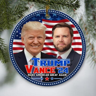 Trump Vance 24 Make America Great Again Support Trump President Circle Christmas Ornament Keepsake