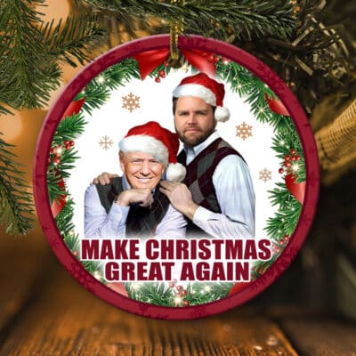 Alternative view of Trump Vance Make Christmas Great Again Funny Circle Christmas Ornament Keepsake