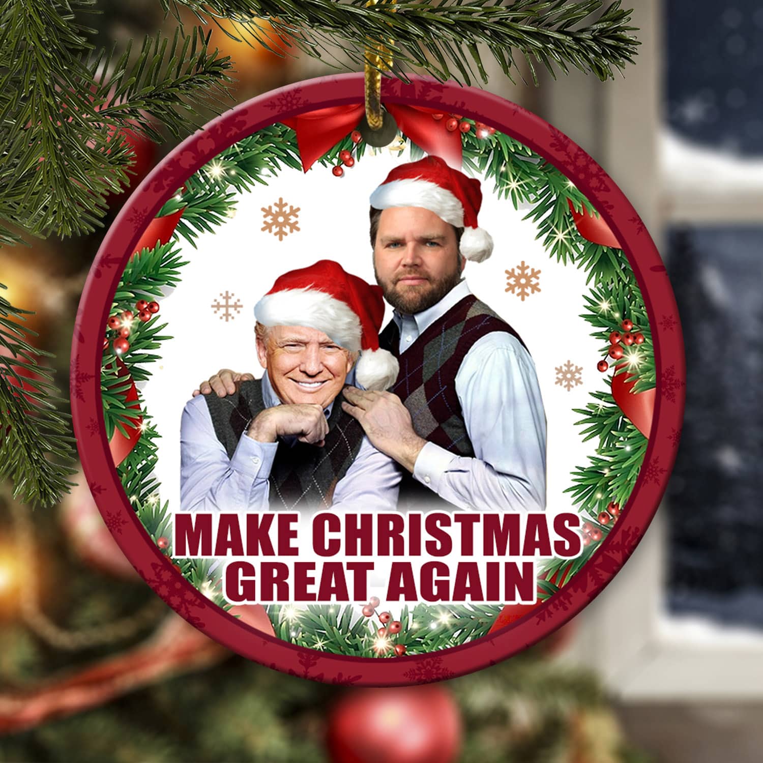 1VT. Trump Vance Christmas Great Again ornament mk2