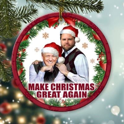 Trump Vance Make Christmas Great Again Funny Circle Christmas Ornament Keepsake