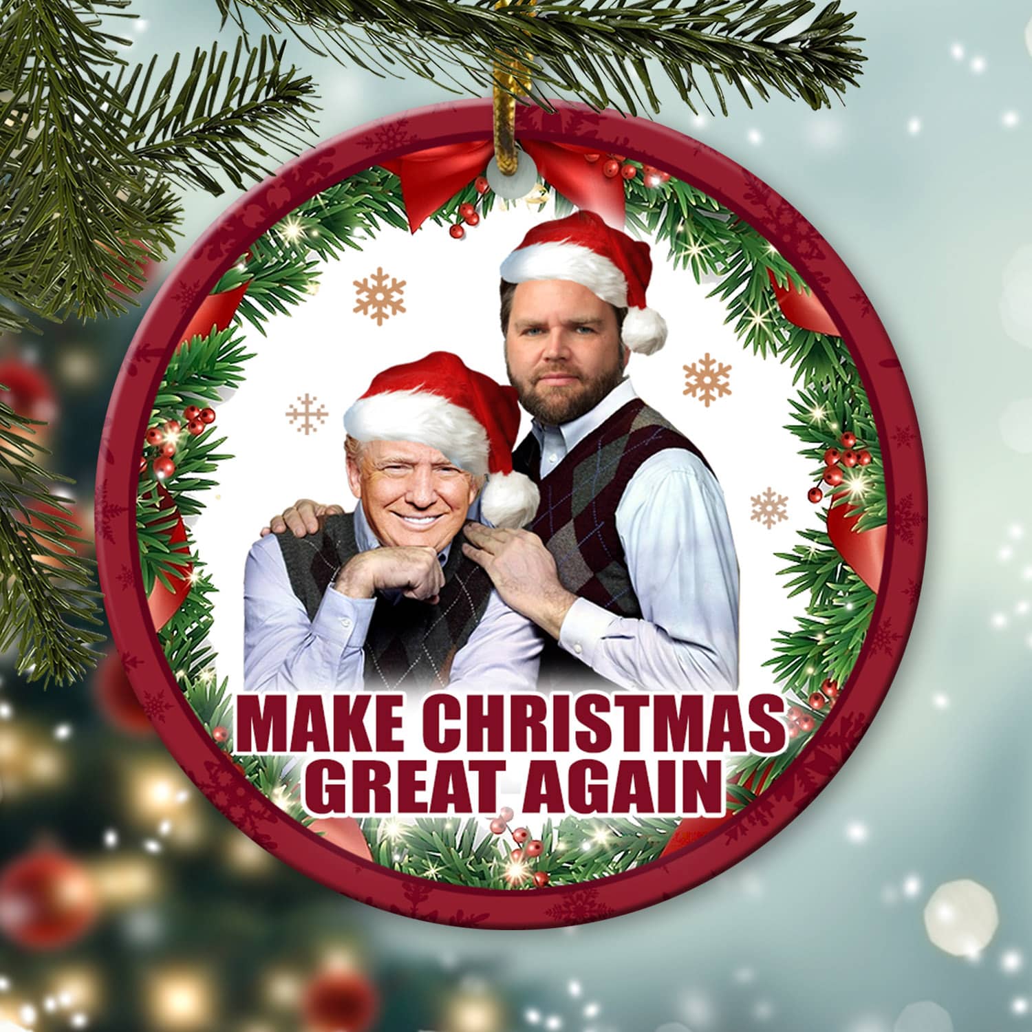 1VT. Trump Vance Christmas Great Again ornament mk3