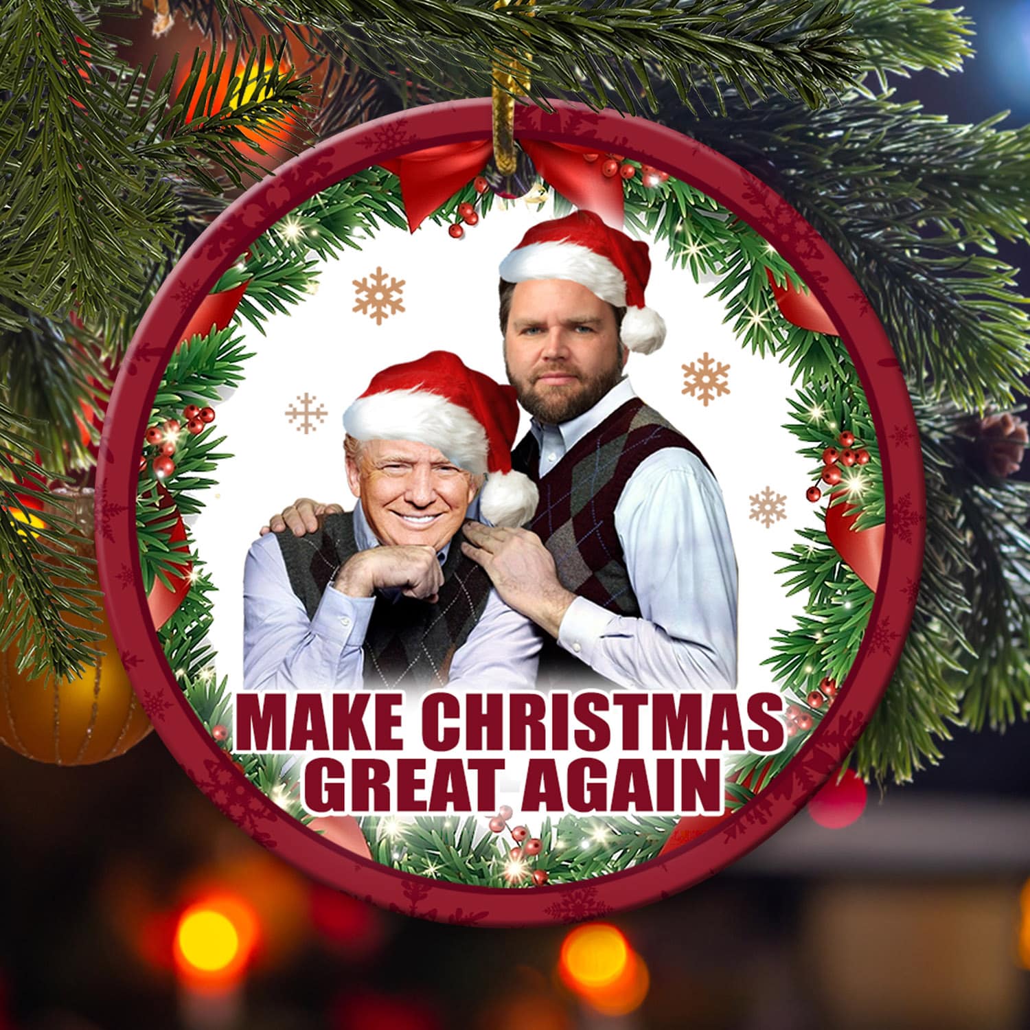 1VT. Trump Vance Christmas Great Again ornament mk4