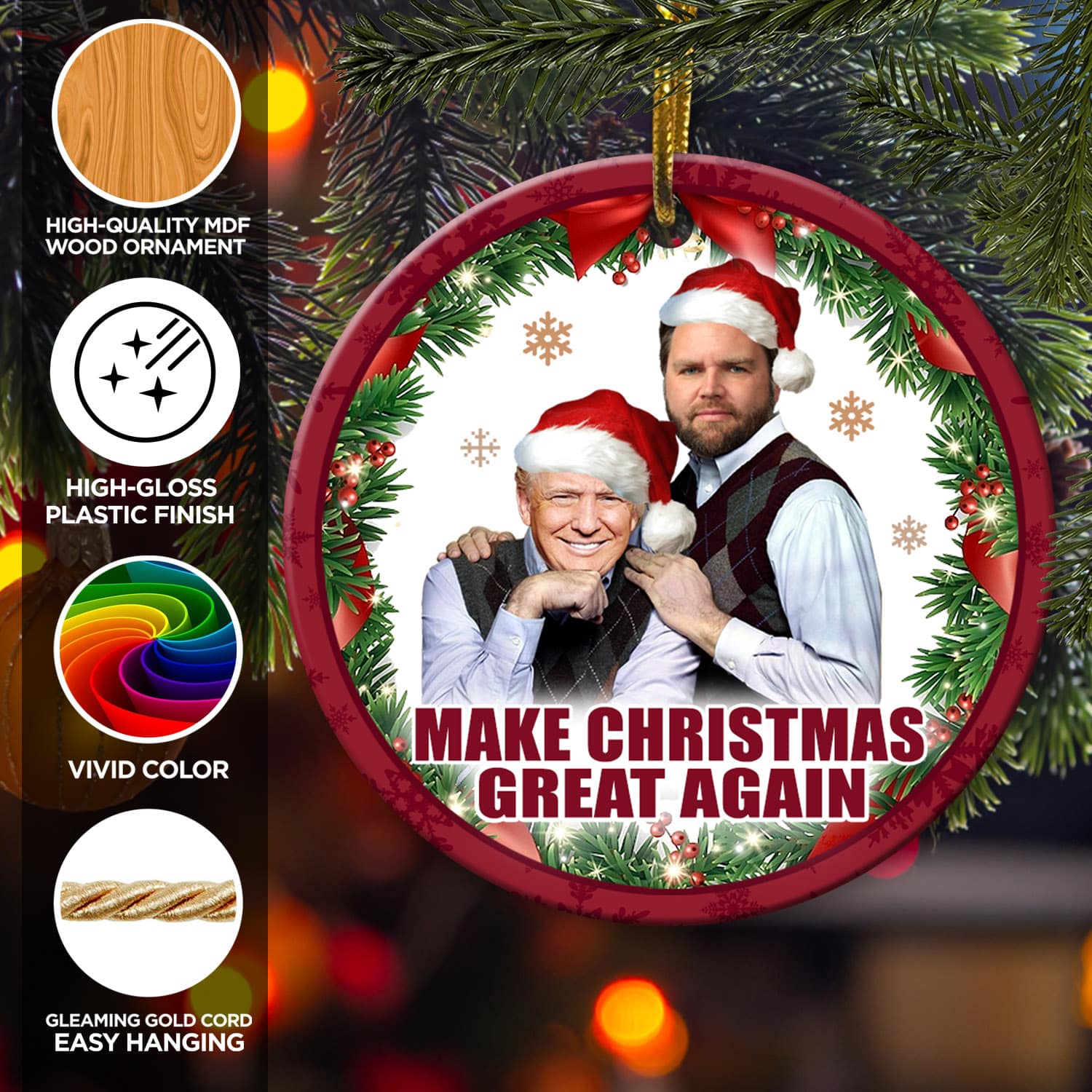 1VT. Trump Vance Christmas Great Again ornament mk5