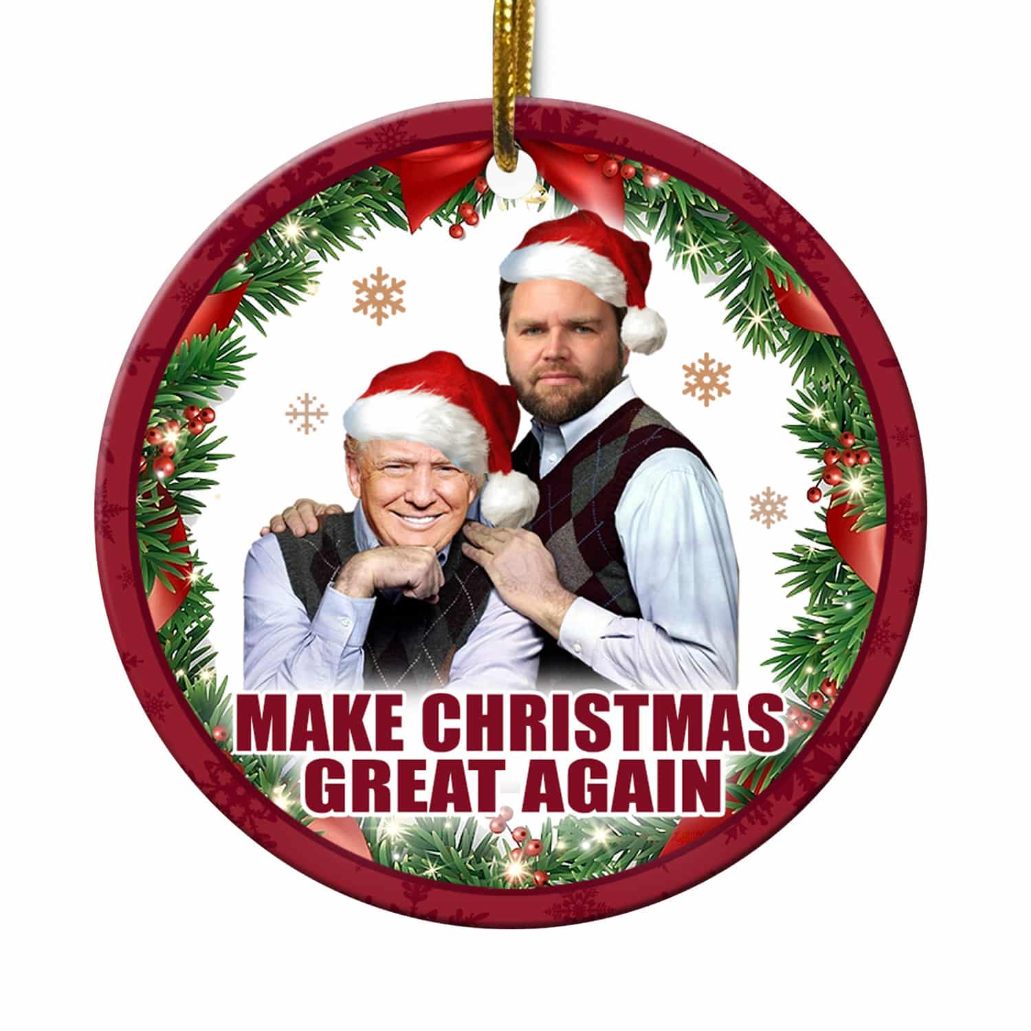1VT. Trump Vance Christmas Great Again ornament mk6