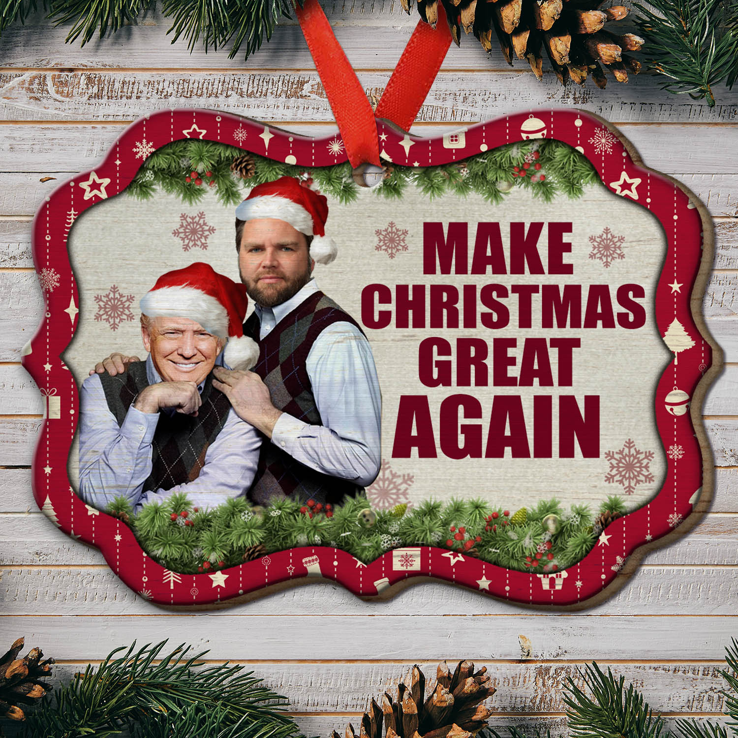 1VT. Trump Vance Christmas Great Again wood mk1