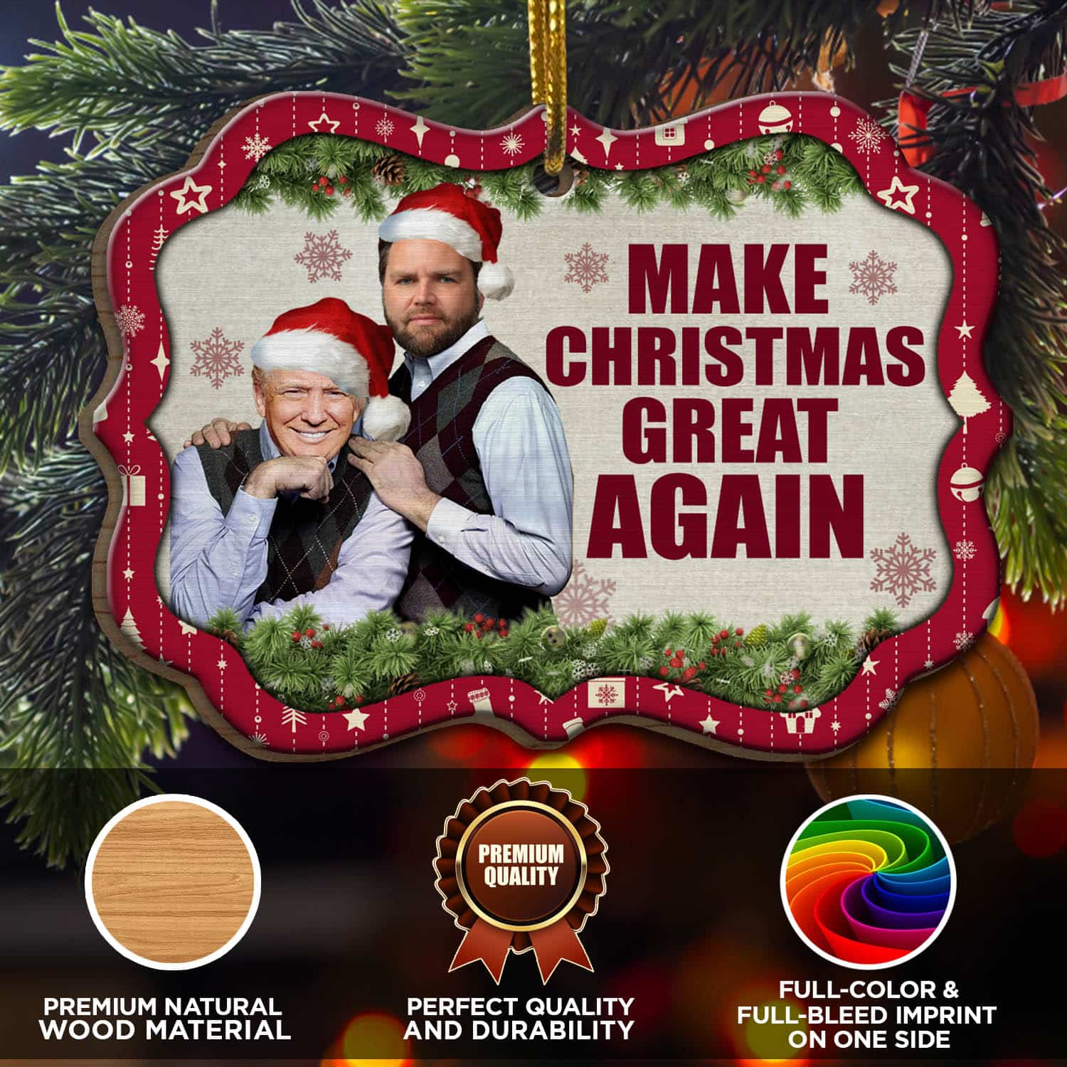 1VT. Trump Vance Christmas Great Again wood mk5
