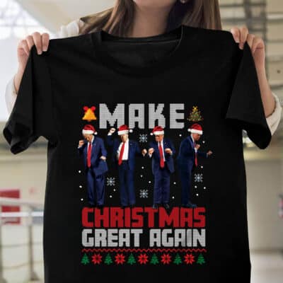 Make Christmas Great Again Funny Trump Ugly Christmas T-Shirt - Support Trump President 2025 Shirt