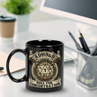Alternative view of ADHD&D Roll For Concentration Funny D&D Board Game Ceramic Coffee Mug - Beer Stein