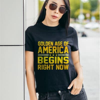 Alternative view of Golden Age Of America Begins Right Now Tee - Trump Inauguration 2025 T-Shirt - V-Neck Shirt