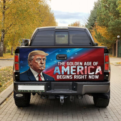 Alternative view of The Golden Age Of America Begins Right Now Donald Trump Inauguration 2025 Truck Tailgate Decal Sticker Wrap