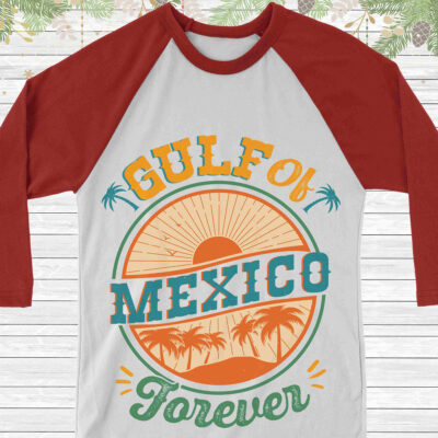 Gulf of Mexico Forever Raglan Jersey T-Shirt – Gulf of Mexico Palms Summer Holiday Vacation Shirt