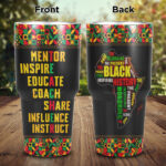 Mentor Inspire Educate Coach Share Influence Instruct Melanin Teacher Insulated Tumbler Cup With Lid and Straw