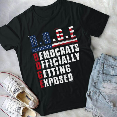 Alternative view of D.O.G.E Democrats Officially Getting Exposed US Flag Patriotic Political T-Shirt