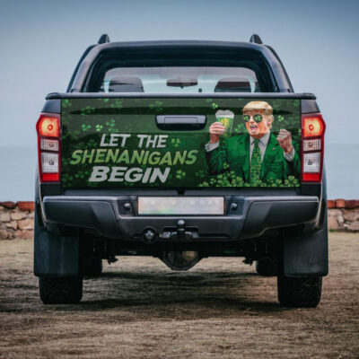 Let The Shenanigans Begin Funny Trump St Patrick's Day Truck Tailgate Decal Sticker Wrap