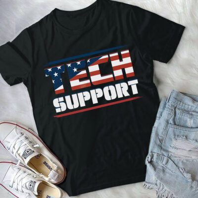 Tech Support American Flag T-Shirt - V-Neck Shirt
