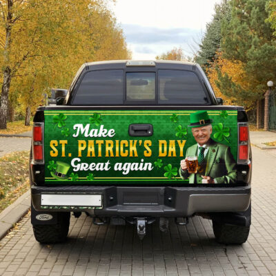 Alternative view of Make St. Patrick's Day Great Again Trump Truck Tailgate Decal Sticker Wrap - Vinyl Graphic Decal Bumper Sticker