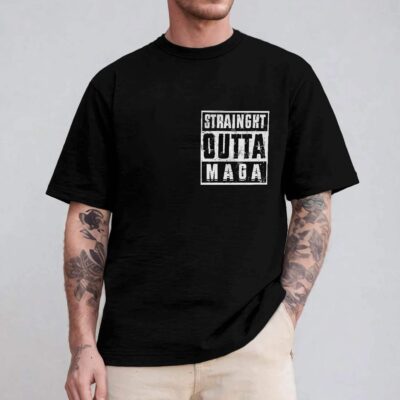 Alternative view of Straight Outta MAGA Left Chest T-Shirt - V-Neck Shirt