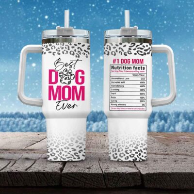 Alternative view of Best Dog Mom Ever Insulated Tumbler Cup With Handle and Straw - Dog Mom Gifts