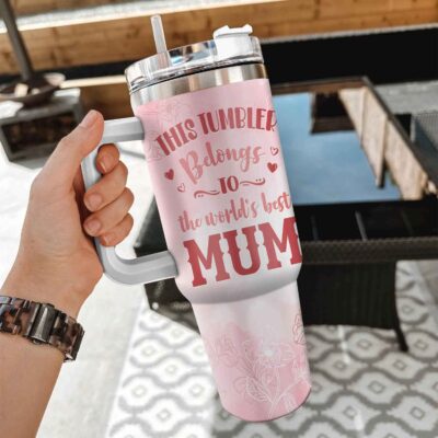 Alternative view of This Tumber Belongs To The World's Best Mum Insulated Tumbler Cup With Handle and Straw