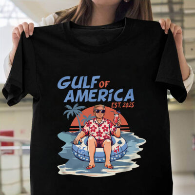 Alternative view of Gulf Of America EST 2025 Funny Trump Vintage Retro Beach T-Shirt